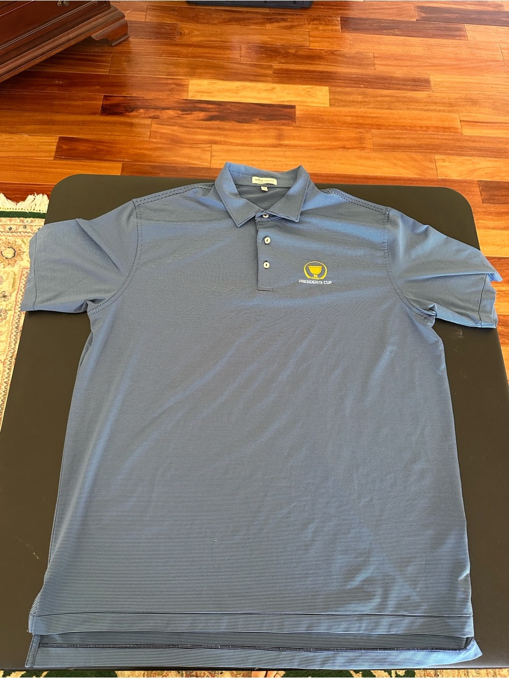 Peter Millar Men's Blue Striped Shirt - Summer Comfort Presidents Cup Size XL